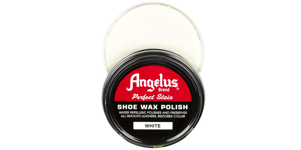 Angelus White Shoe wax Polish with half cap open