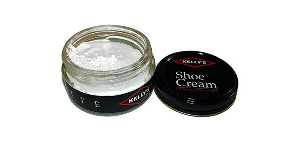 Kelly’s White Leather Cream with open cap on white background