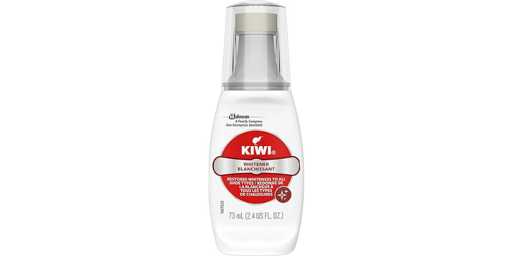 Kiwi Scuff Cover white polish bottle on white background